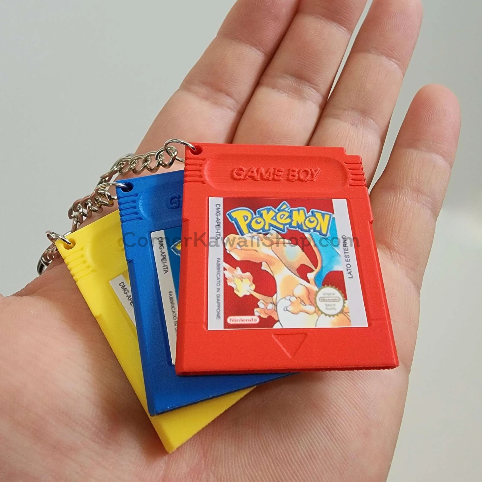 Pokémon Game Boy Color Keychain Set – Red, Blue, Yellow