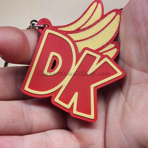 Donkey Kong Double Keychain - DK Initials & Banana Bunch.