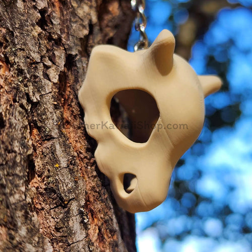 3D printed Cubone skull keychain texture detail