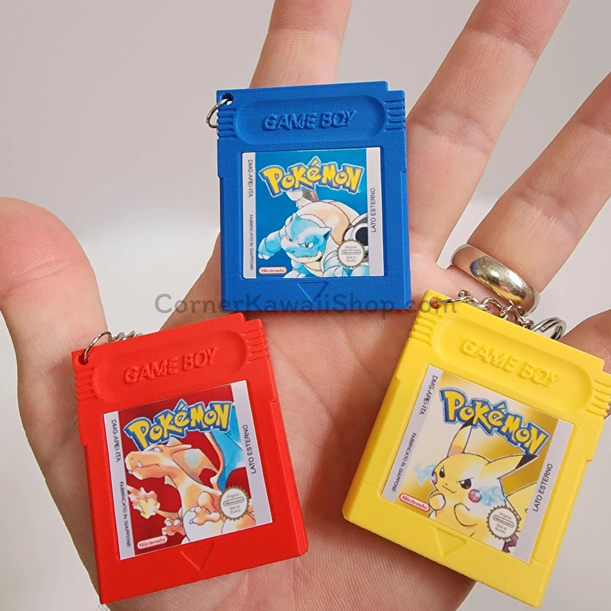 Pokémon Game Boy Color Keychain Set – Red, Blue, Yellow