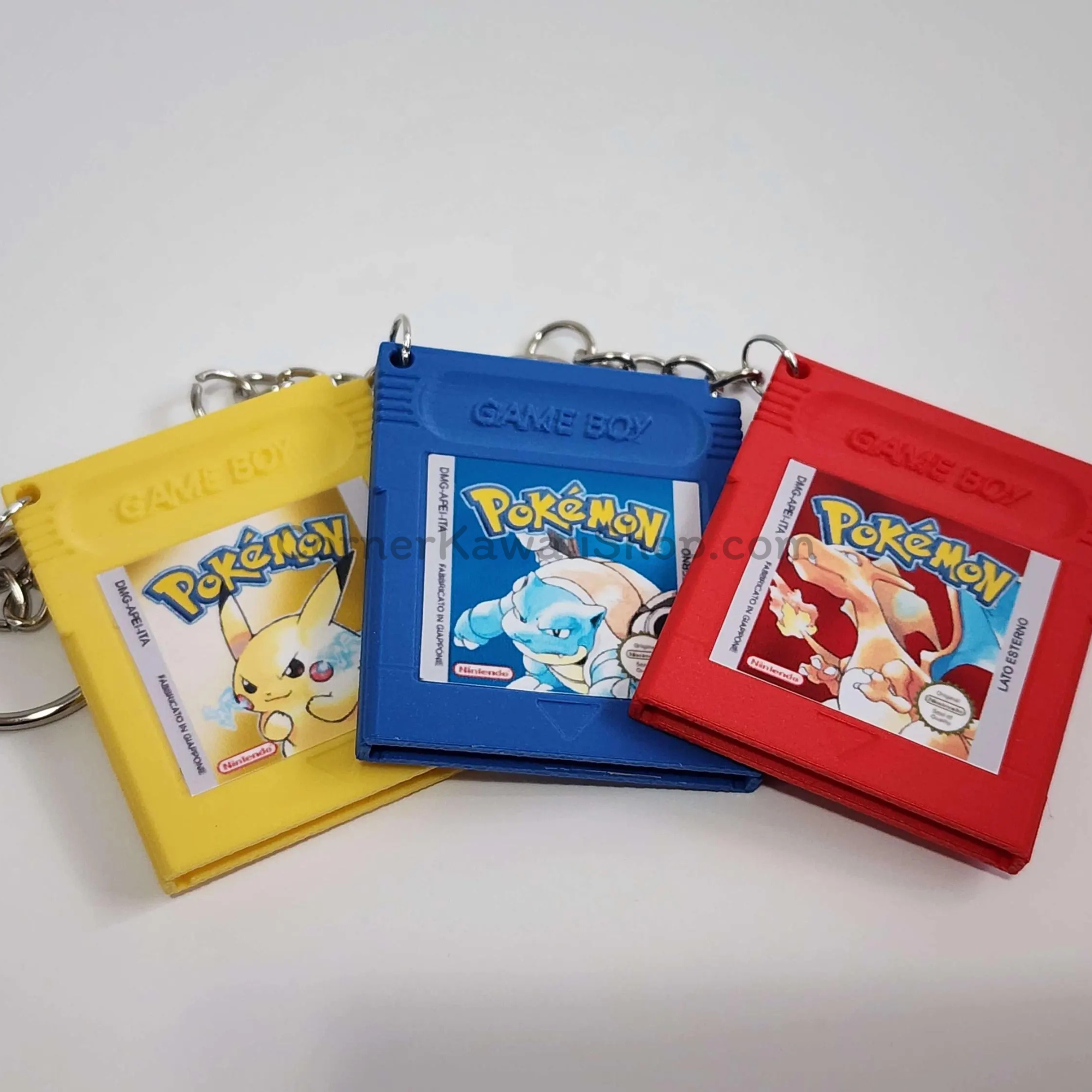 Pokémon Game Boy Color Keychain Set – Red, Blue, Yellow